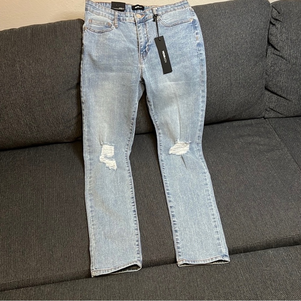 Men’s fashion nova Light Blue Distressed Jeans